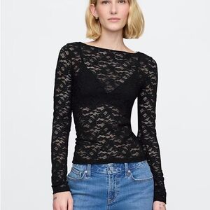 GAP Black Lace Long Sleeve Blouse